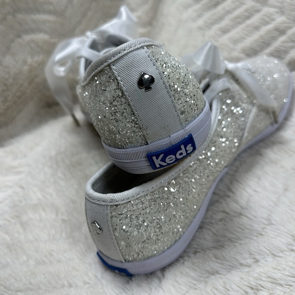 Keds x Kate Spade New York fashion sneakers Silver sparkle glitter , US 8, NWOT - Picture 5 of 12